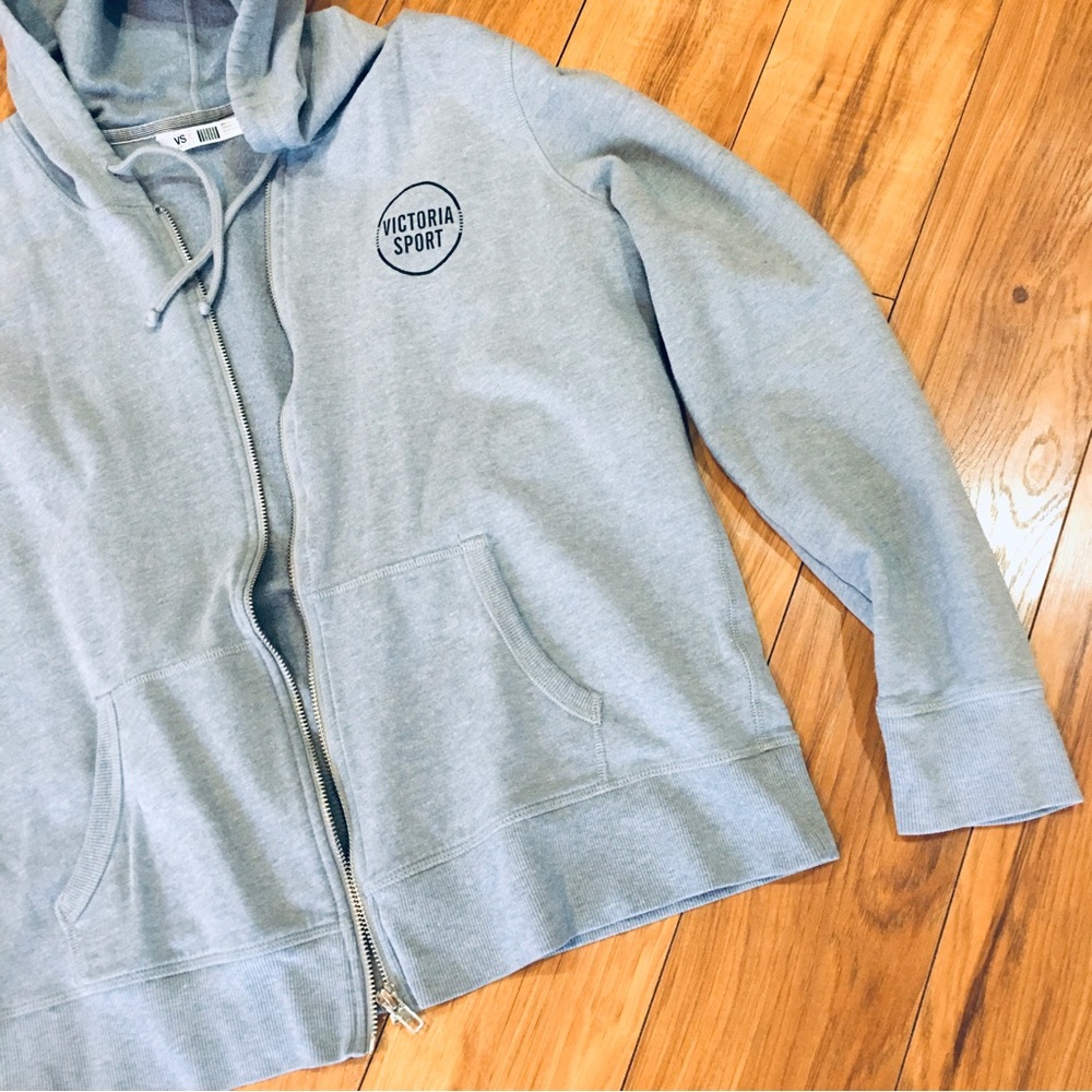 Victoria Secret Pink hoodie jacket coat sweatshirt grey gray VSX sport m…